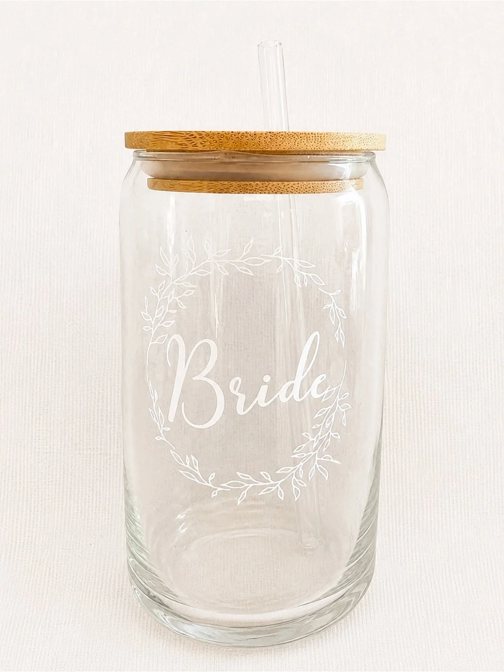 ✨ Bride Tumbler Glass Cup with Straw + Bamboo Lid Wedding Bridal Shower Gift ✨